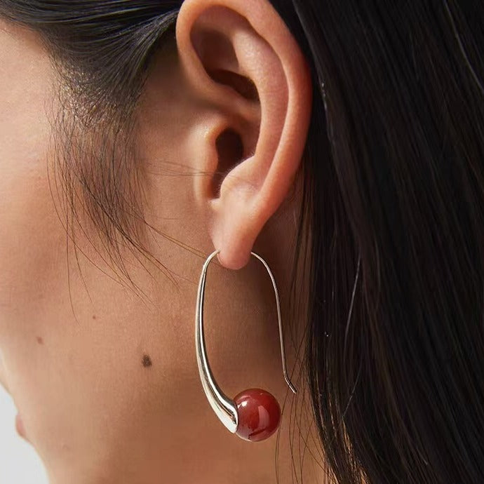 Sculptural Flow Earrings with Agate