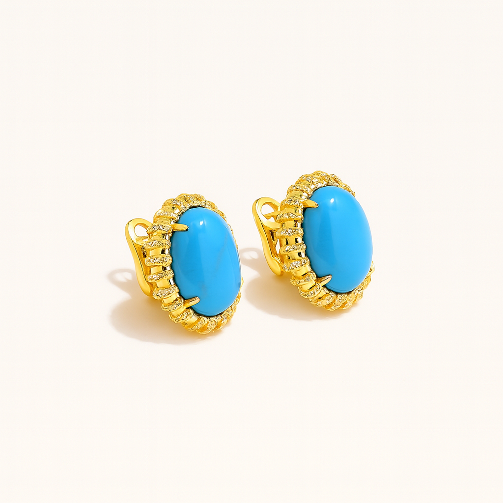 Oval Turquoise Statement Earrings