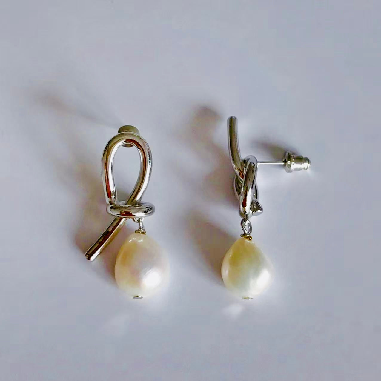 Knot & Pearl Drop Earrings