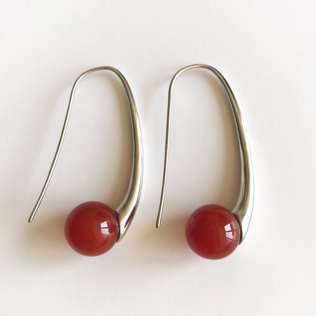 Sculptural Flow Earrings with Agate