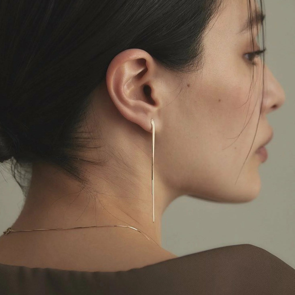 Minimalist Triple Snake Chain Tassel Earrings -