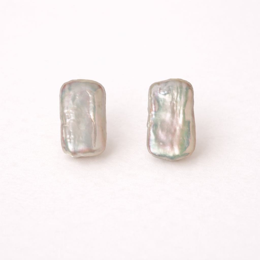 Baroque Pearl Stud Earrings | 925 Silver Needle