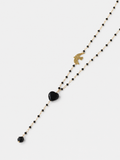 Black Onyx Heart Lariat Necklace