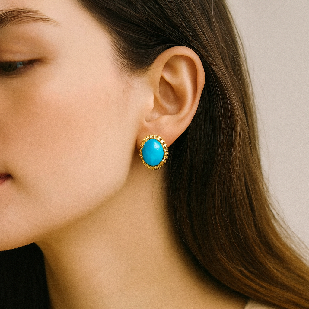 Oval Turquoise Statement Earrings