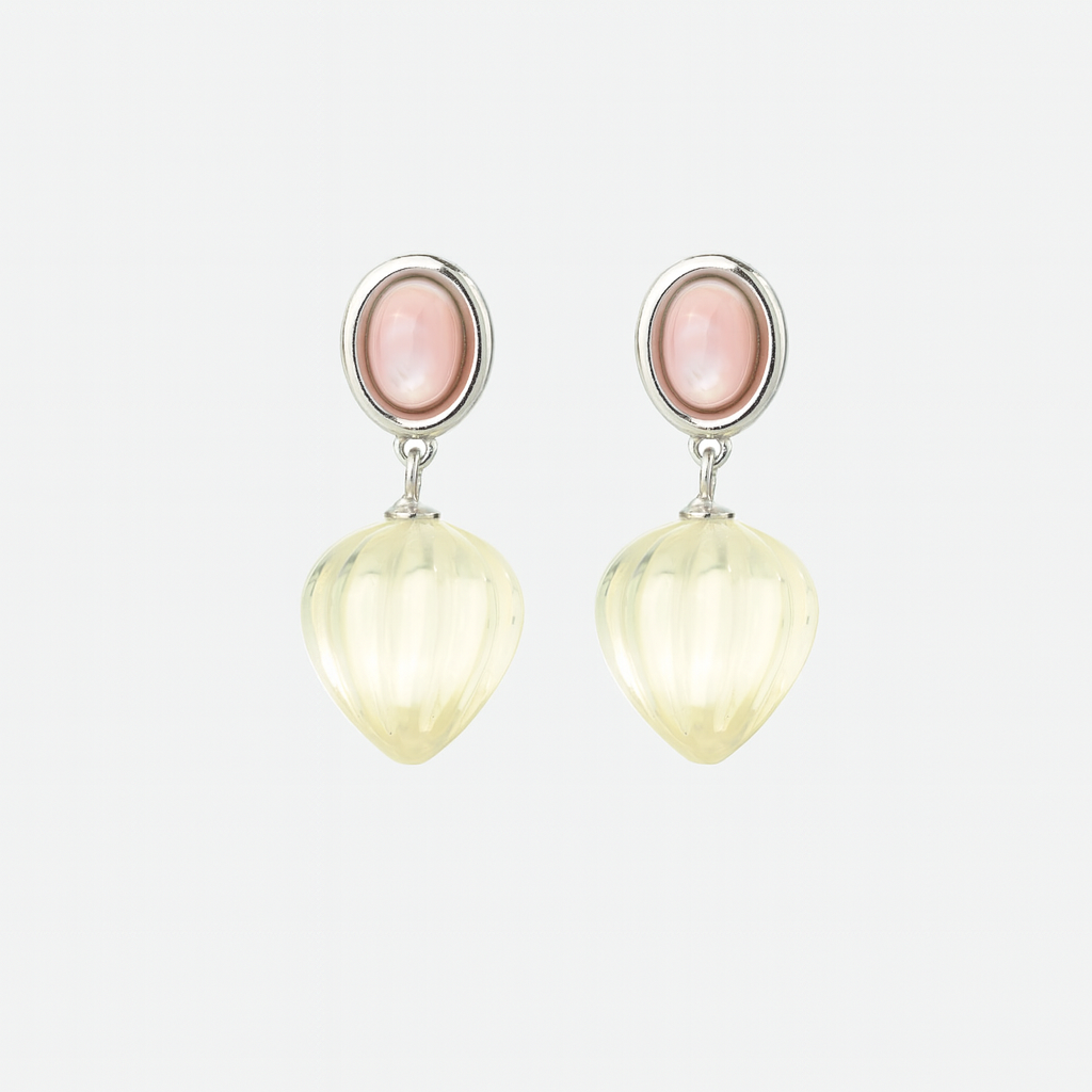 Hot Air Balloon Crystal Earrings | Rose Quartz / Citrine