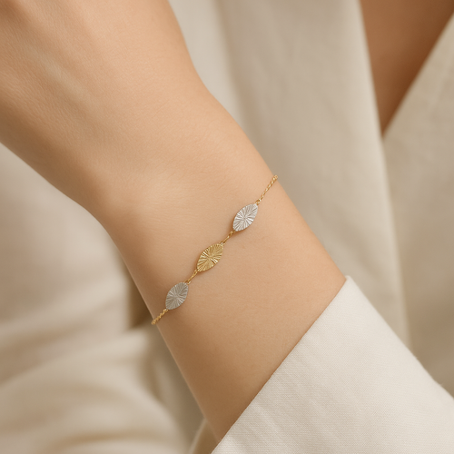 Chrysanthemum Crest Bracelet 925 Sterling Silver with 18K Gold Plating