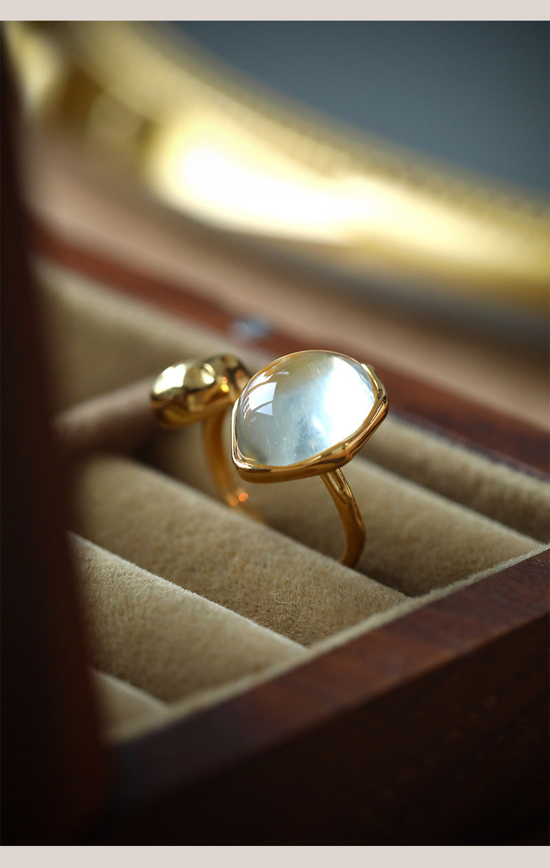 Citrine Open Ring in box with light on