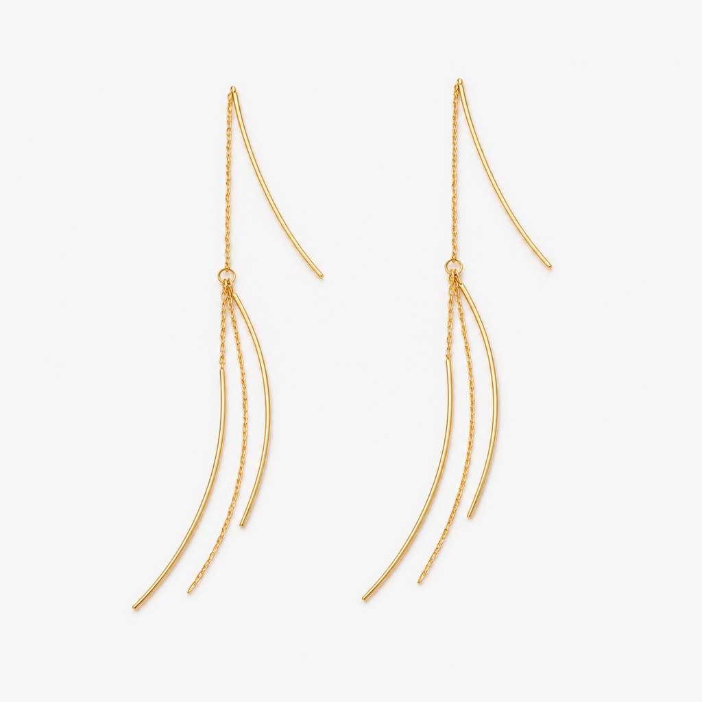 Comet Tail Threader Earrings | 925 Silver Gold Plated – 11.3cm