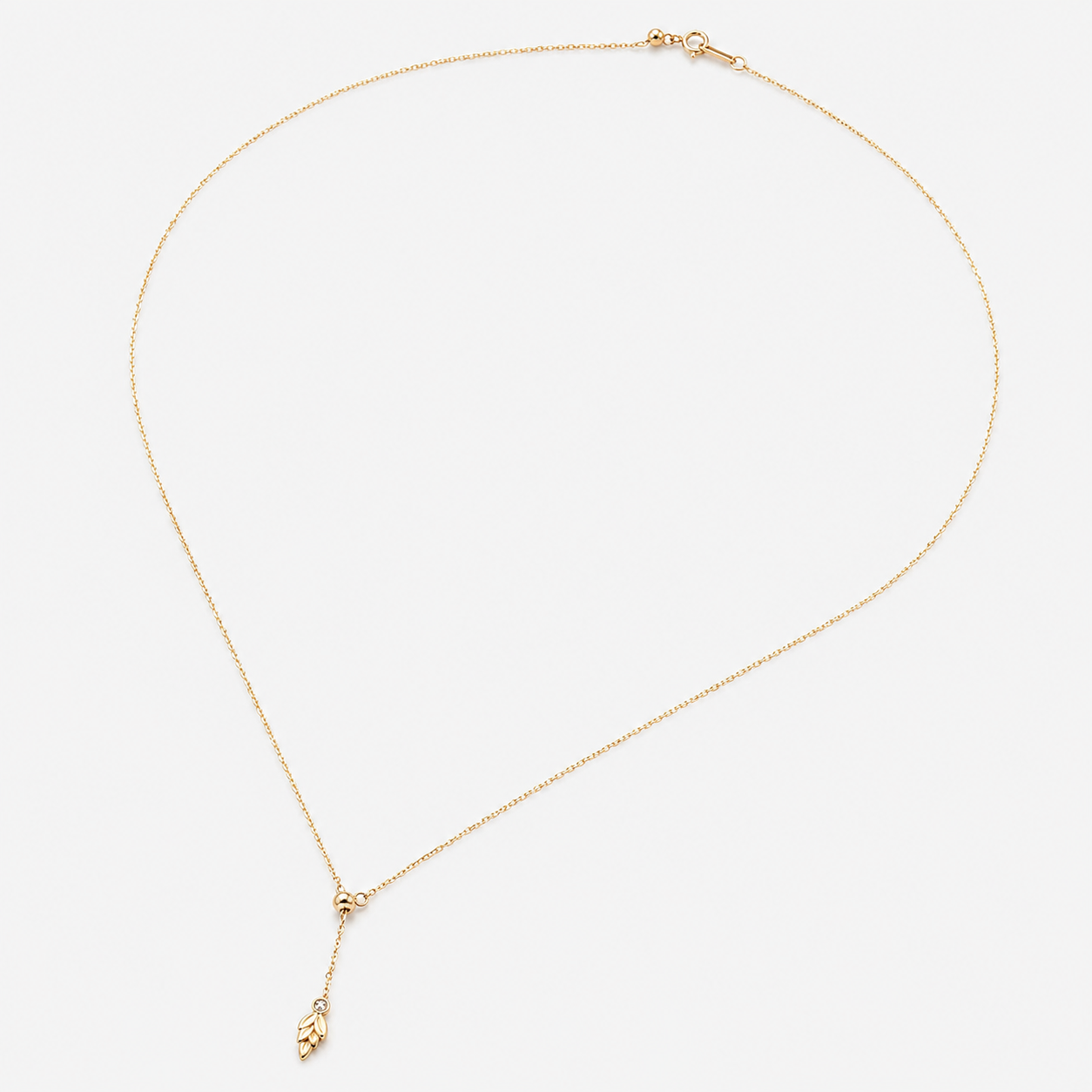 Dainty Adjustable Lariat Leaf Necklace