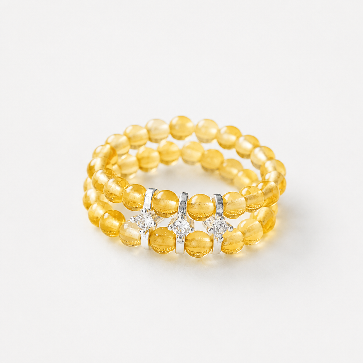 Double Row Citrine Ring