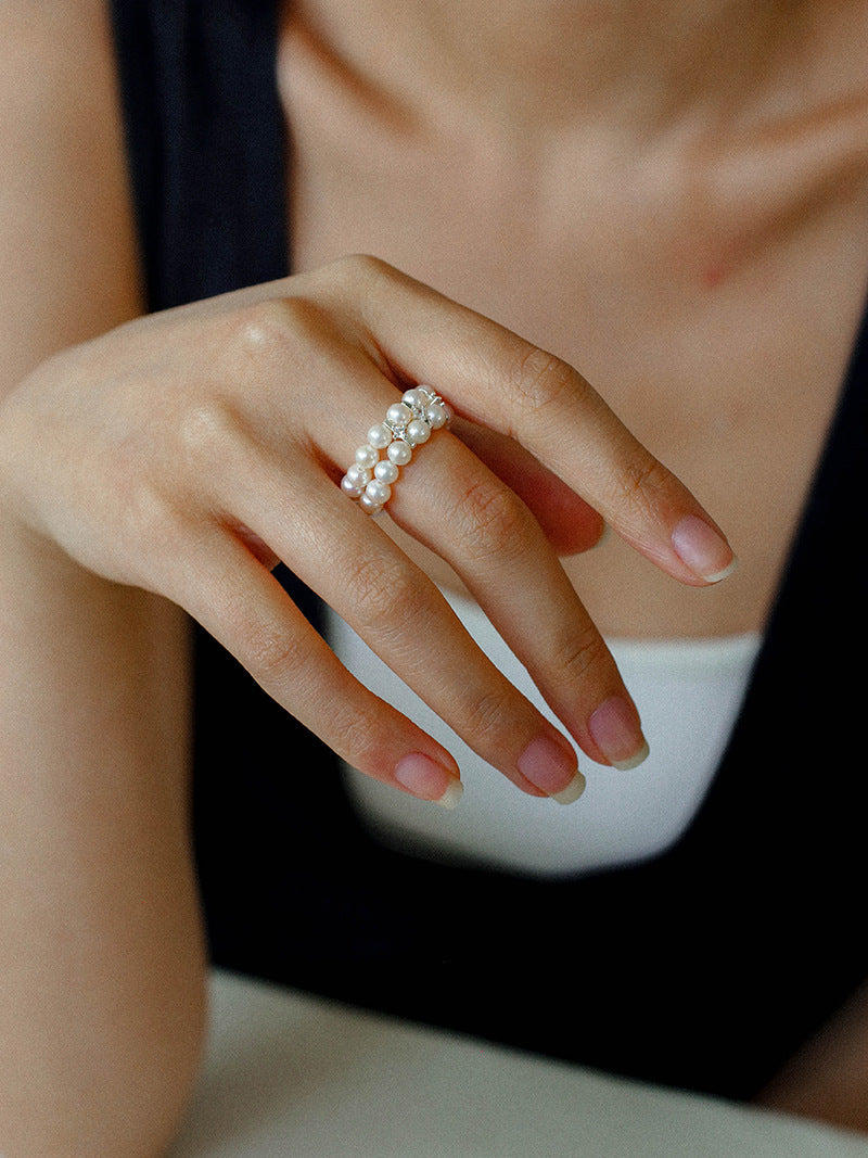Double Row Freshwater Pearl Ring