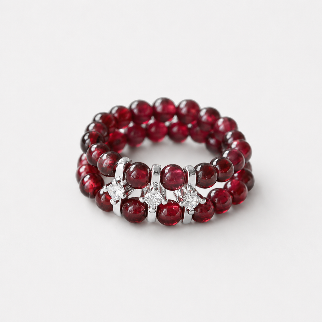 Double Row Garnet Ring