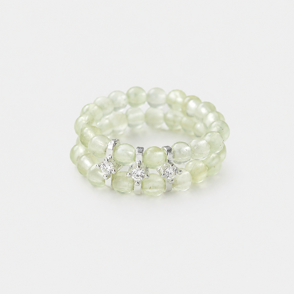 Double Row Prehnite Ring