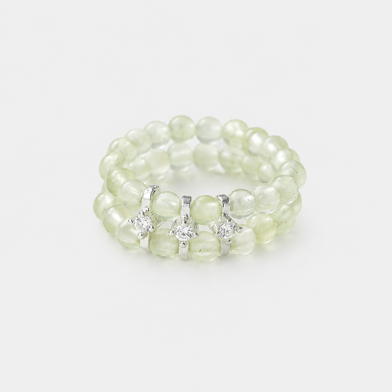 Double Row Prehnite Ring