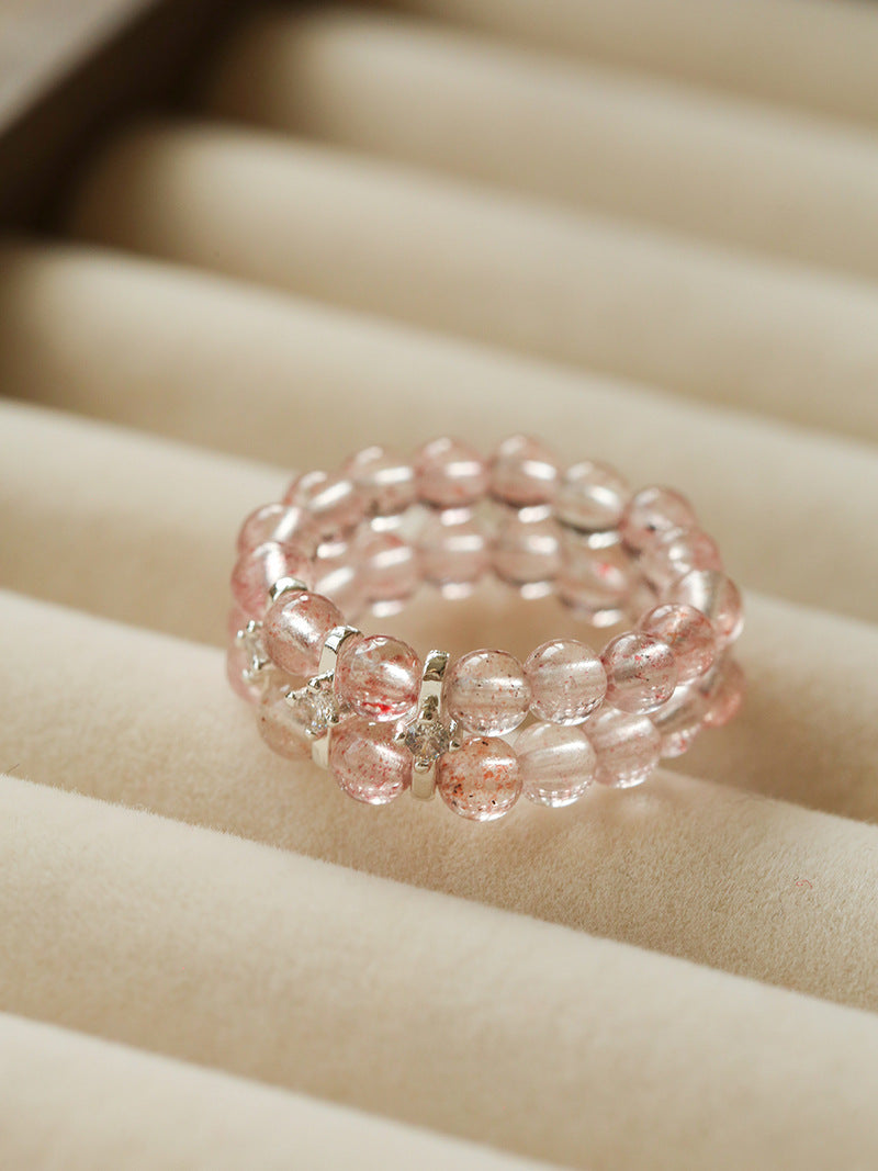 Double Row Strawberry Quartz Ring