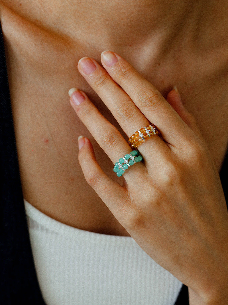 Double Row Amazonite Ring
