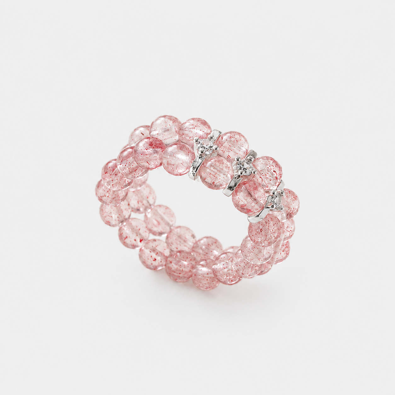 Double Row Strawberry Quartz Ring