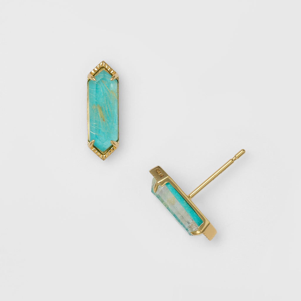 Double Stone Hexagon Stud Earrings