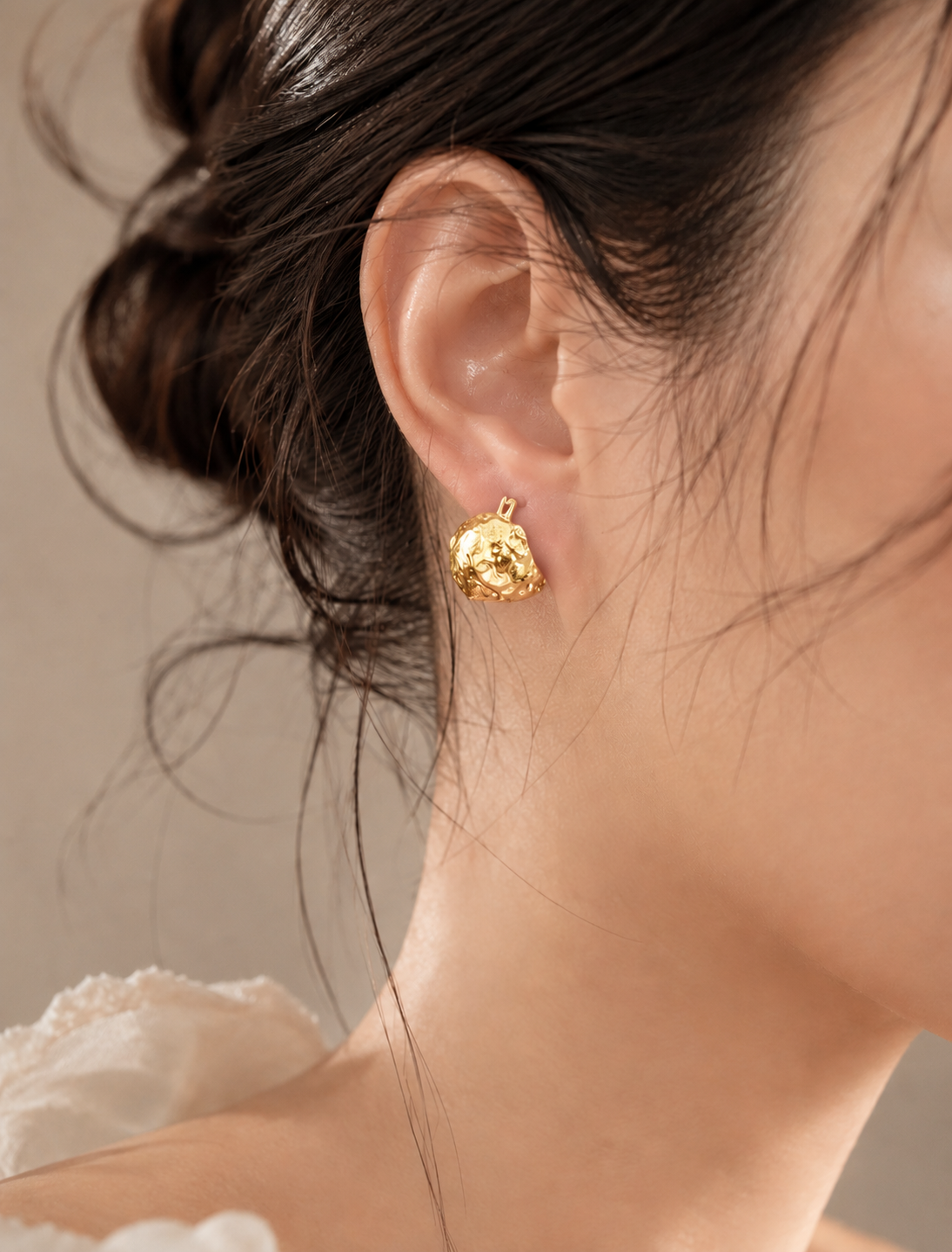 Faceted Gold Dome Stud Earrings