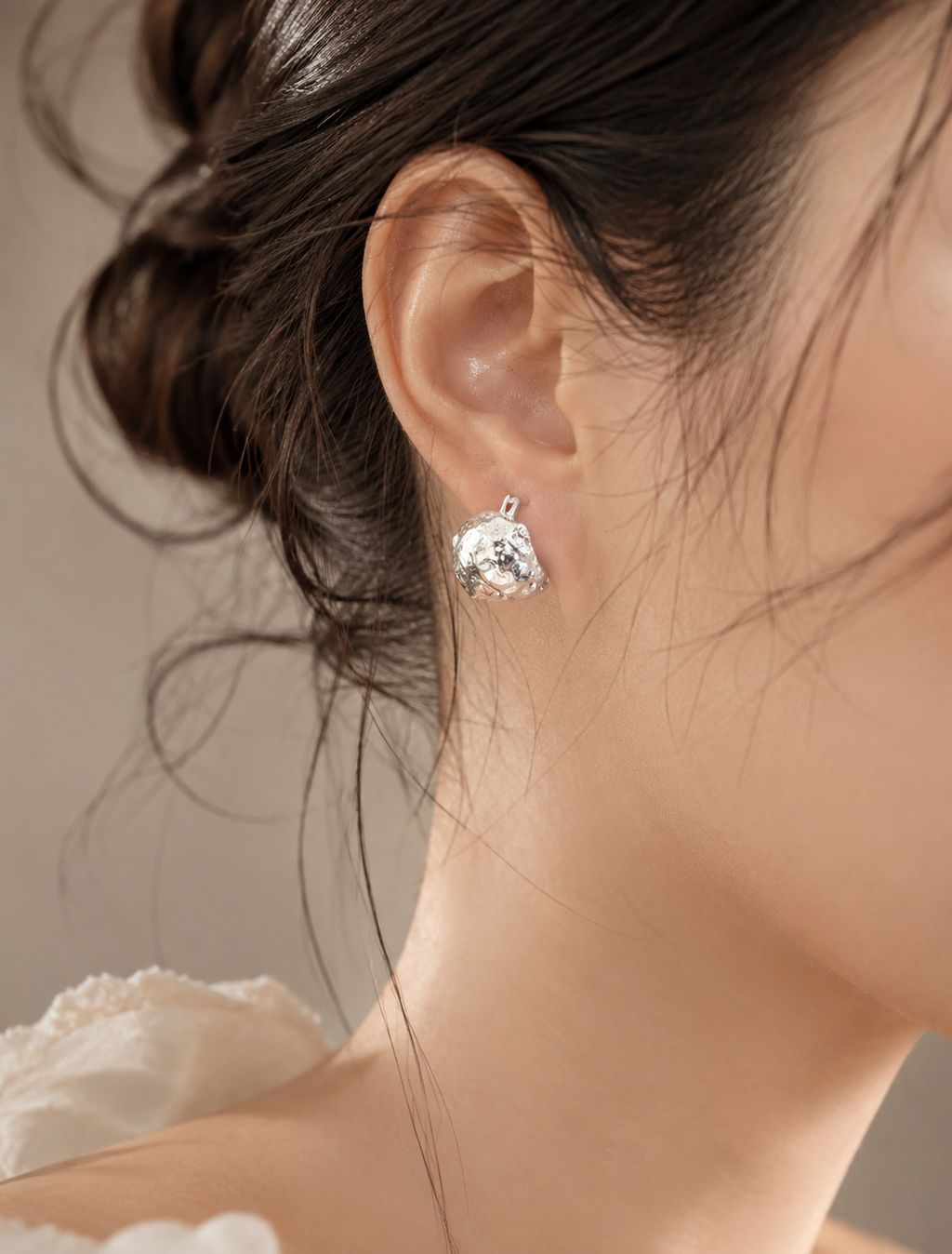 Faceted Silver Dome Stud Earrings