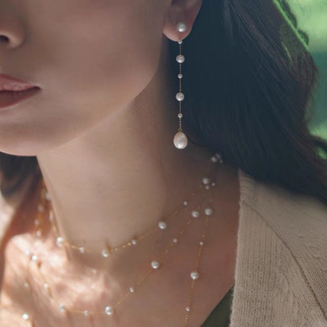 Freshwater Pearl Constellation Threader Earrings