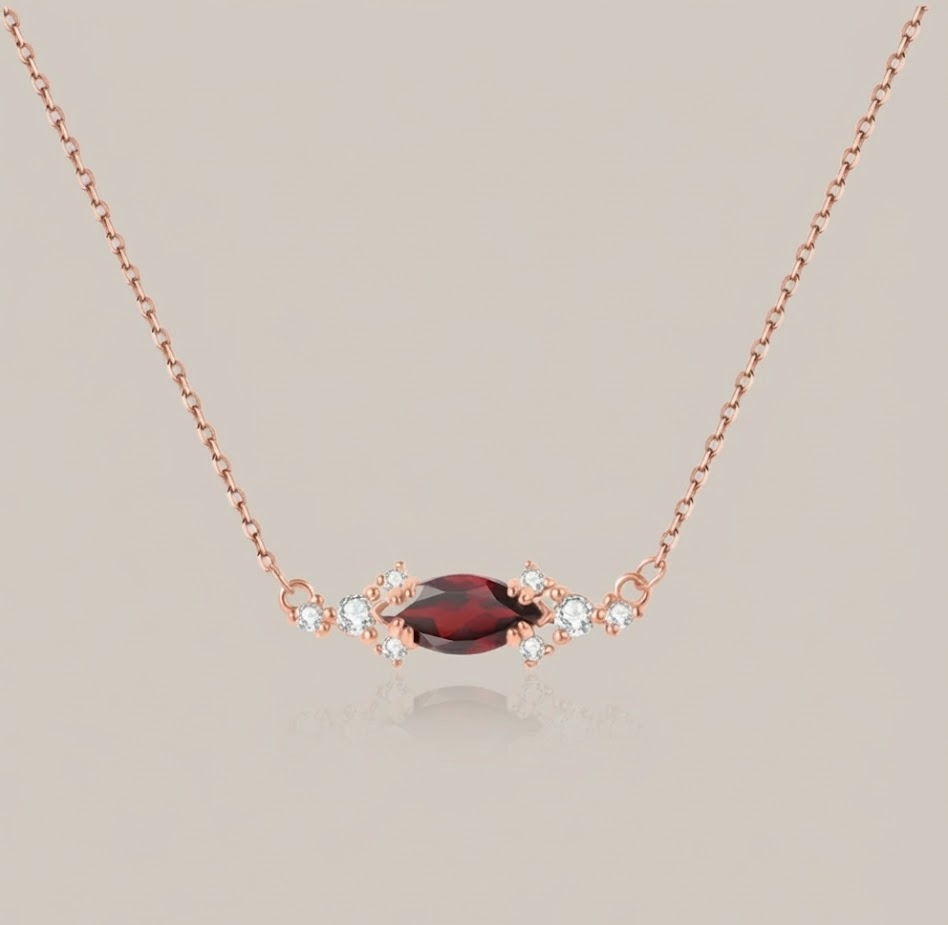 Garnet Marquise Necklace in 925 Sterling Silver