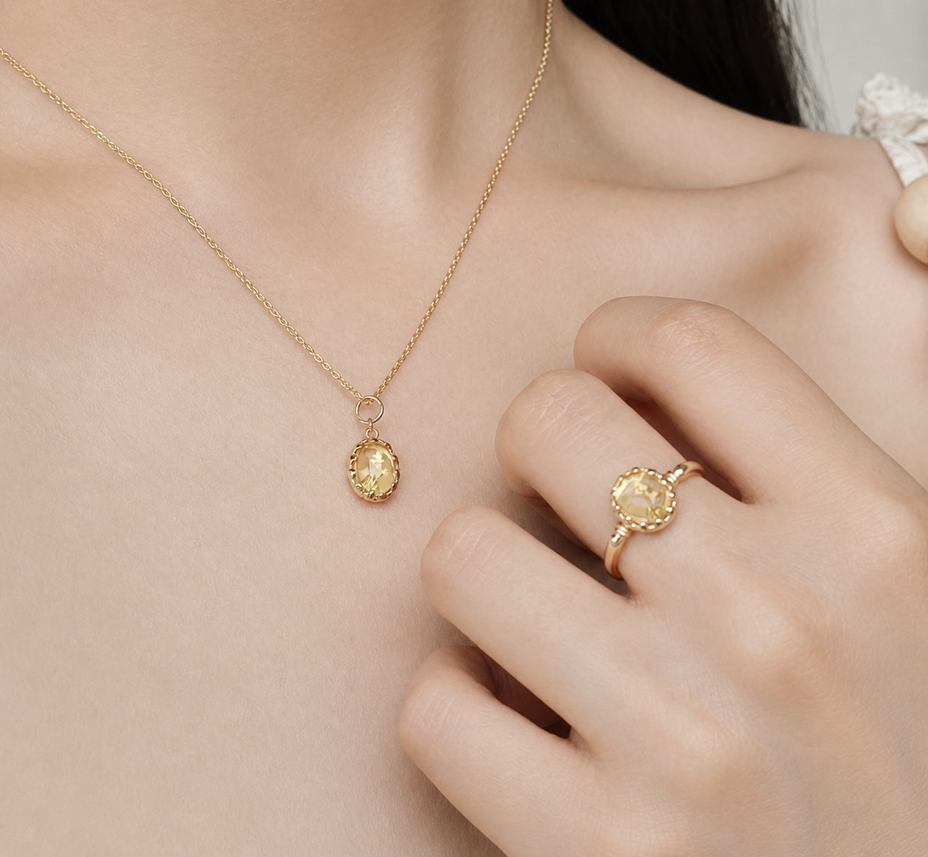 Golden Rose Citrine Pendant Necklace