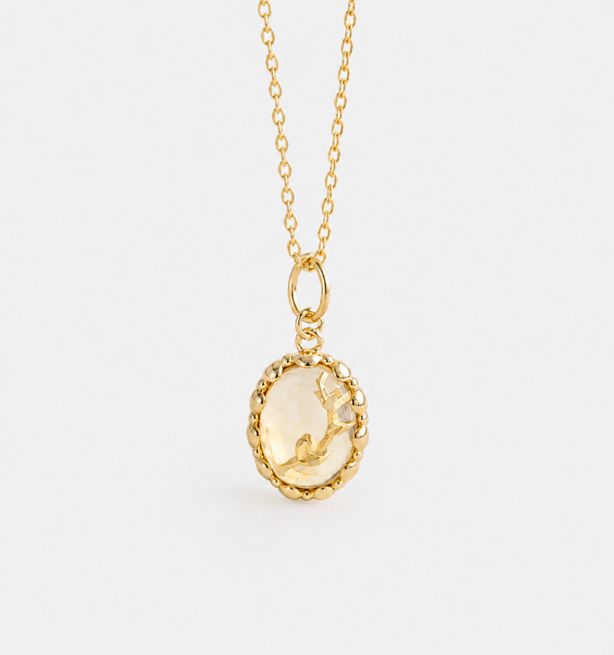 Golden Rose Citrine Pendant Necklace