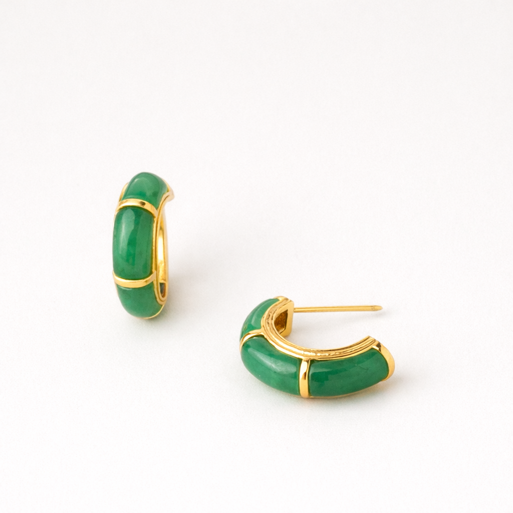 Green Jade Hoop Earrings