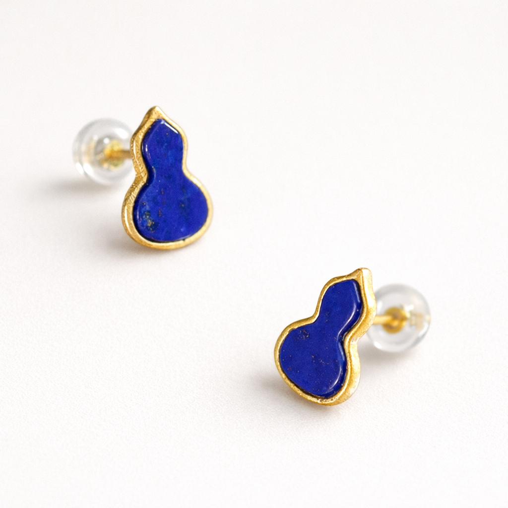 Lapis Lazuli Gourd Stud Earrings