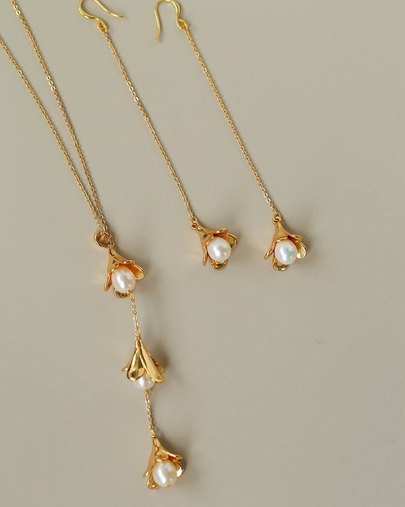 Lily of the Valley Freshwater Pearl Lariat Necklace