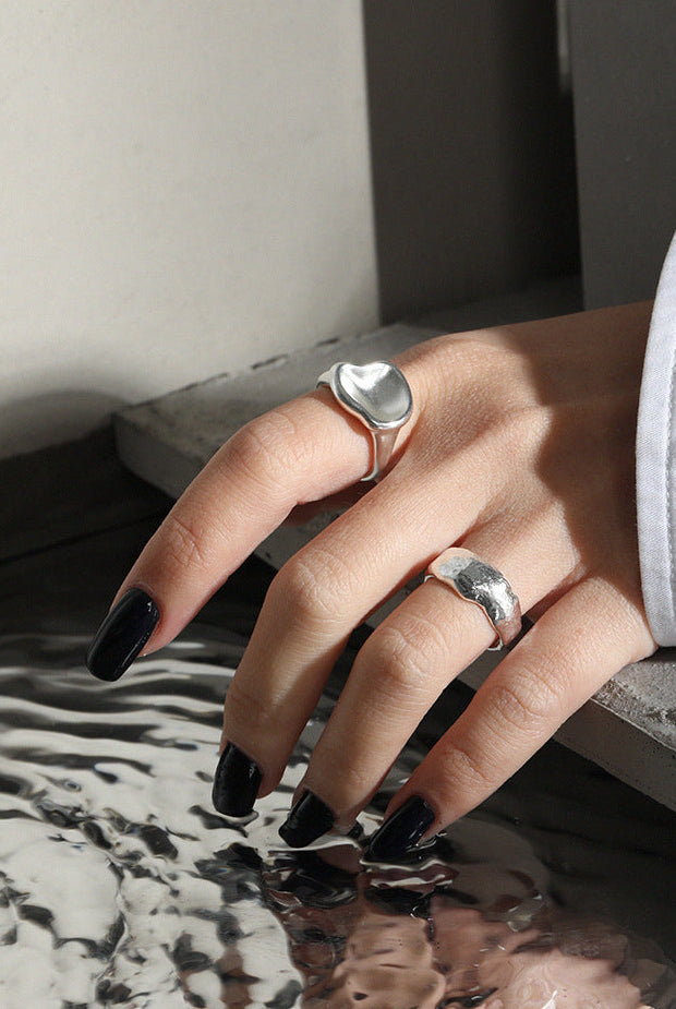 Minimal Textured Open Ring in 925 Sterling Silver