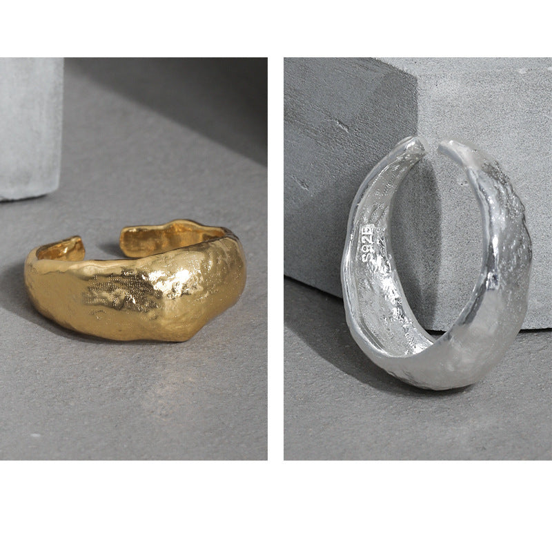 Minimal Textured Open Ring in 925 Sterling Silver