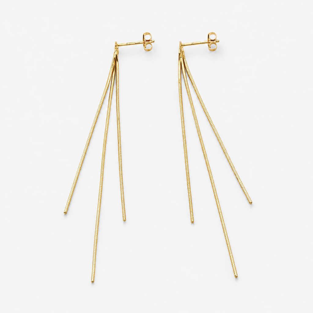 Minimalist Triple Snake Chain Tassel Earrings