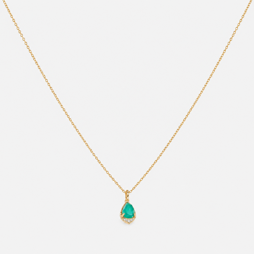 Natural Amazonite & Quartz Doublet Gold Plated Silver Necklace