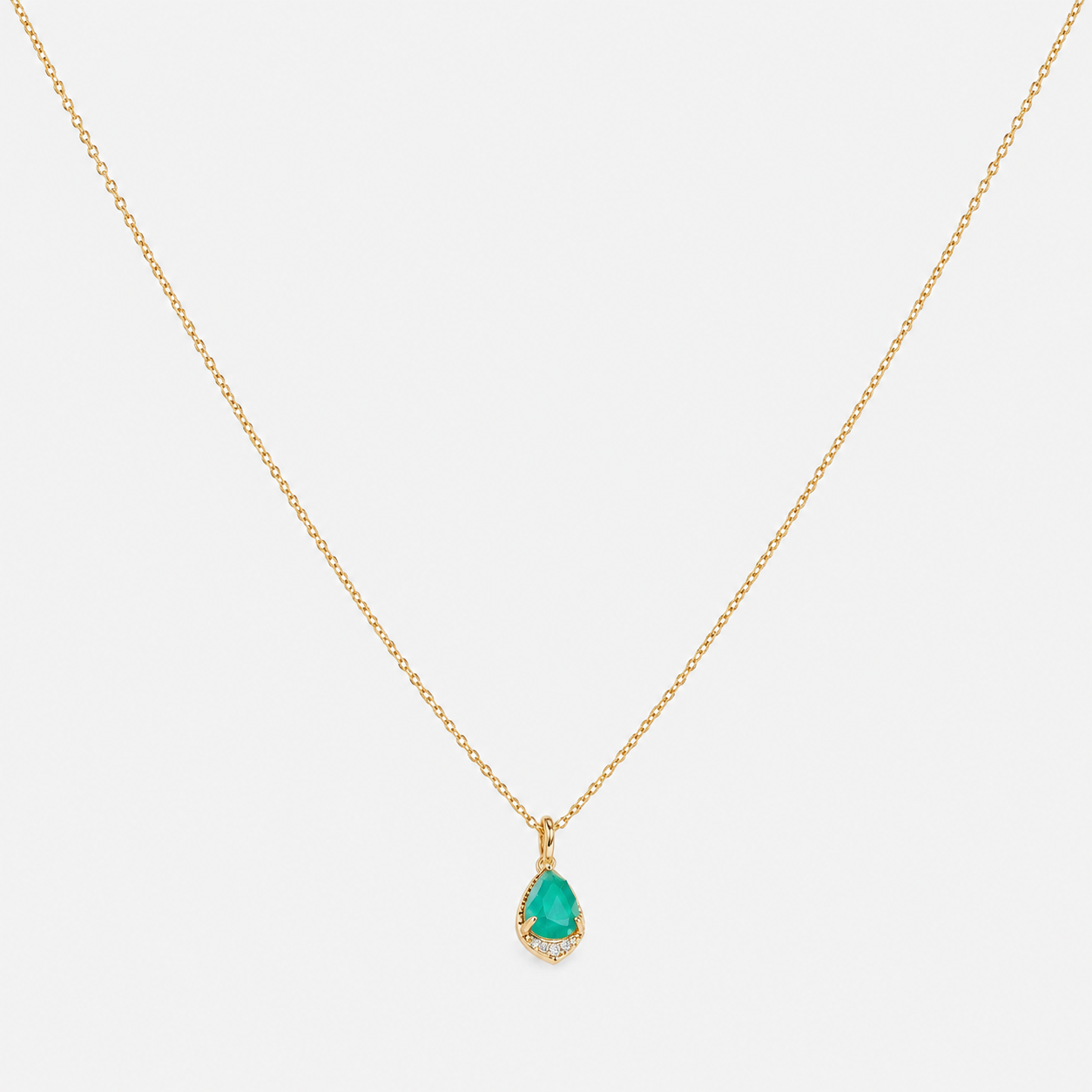 Natural Amazonite & Quartz Doublet Gold Plated Silver Necklace