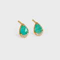 Pearl Cut Natural Amazonite & Quartz Doublet Stud Earrings in Gold Plated Silver
