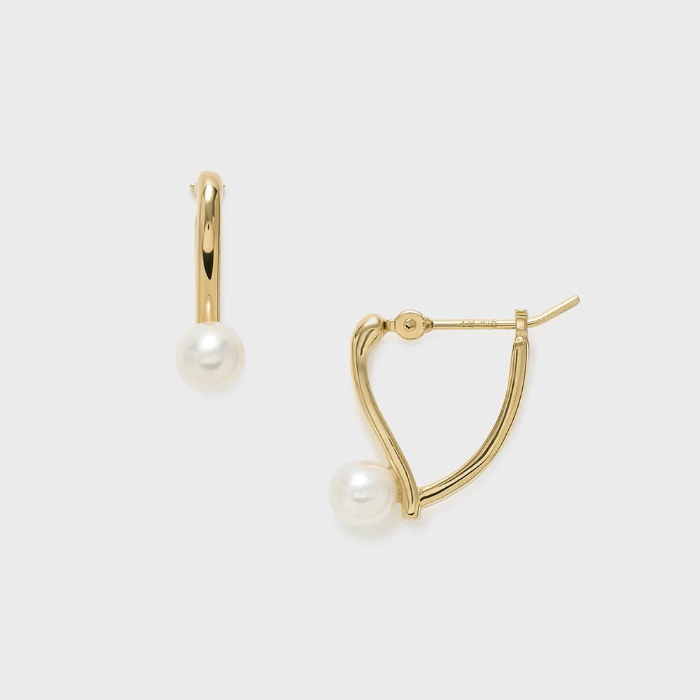 Natural Freshwater Pearl V-Line Earrings | 925 Sterling Silver with 14K Gold Plating