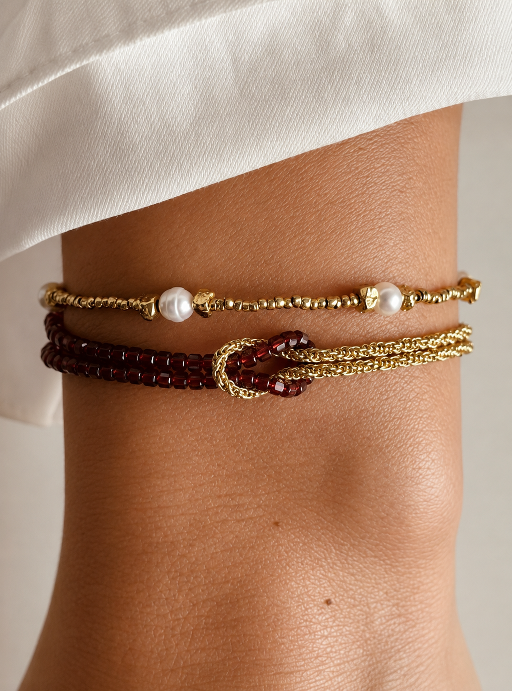 Natural Garnet Double Strand Bracelet