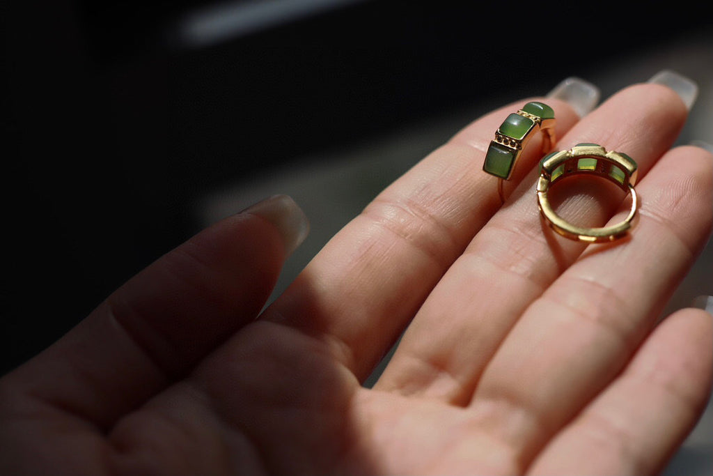 Natural Jade Huggie Earrings