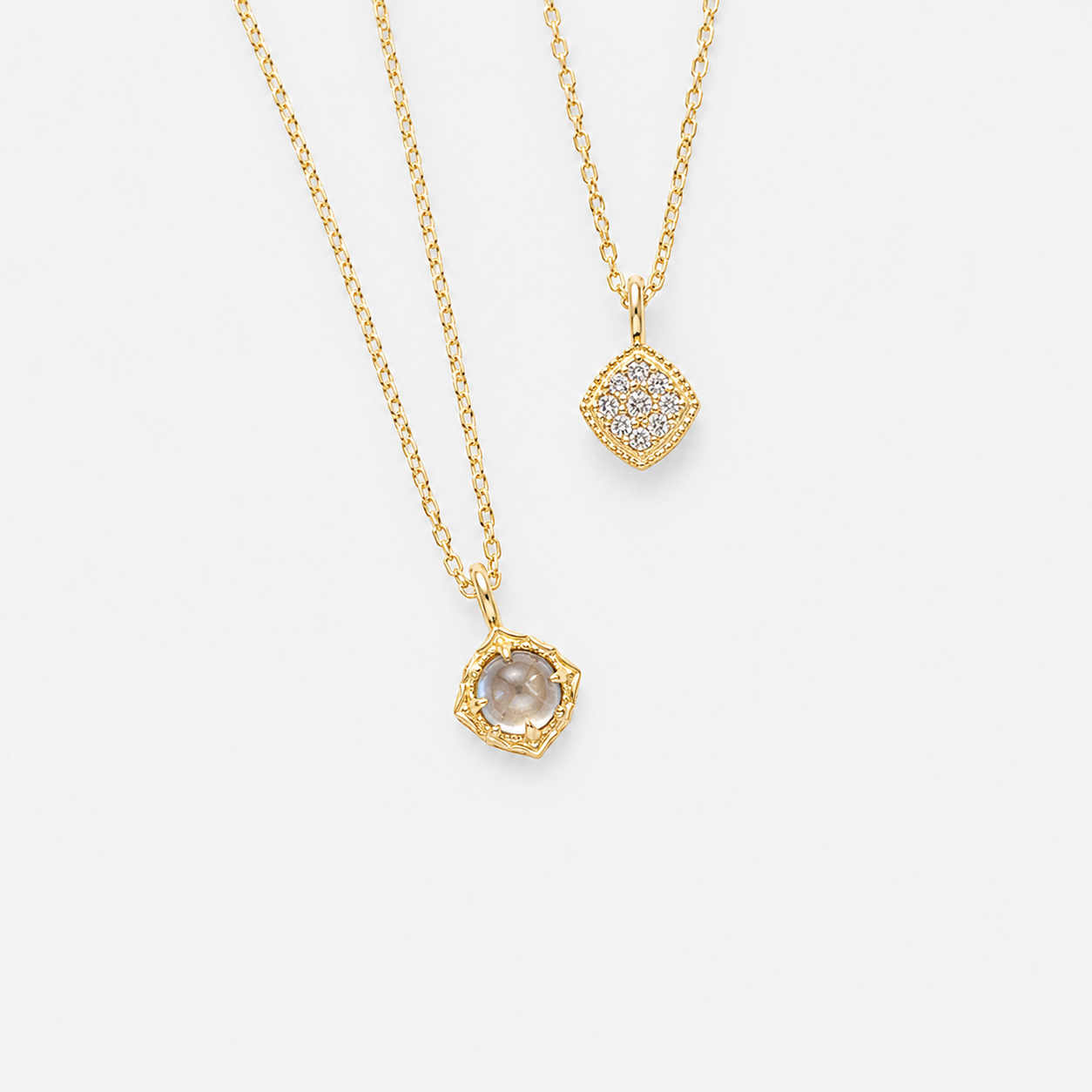 Natural Labradorite Reversible Pendant Necklace | Gold Plated Silver