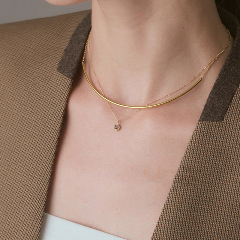 Natural Labradorite Reversible Pendant Necklace | Gold Plated Silver