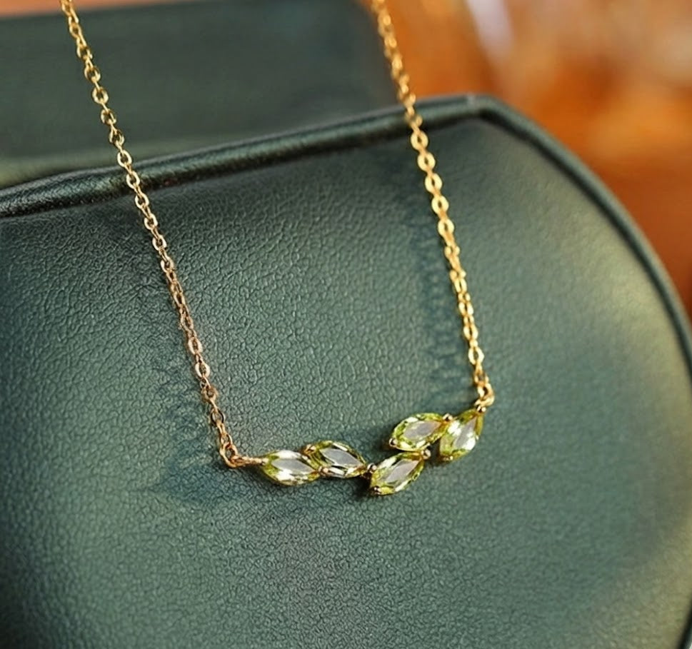 Natural Marquise Peridot Wisteria Necklace