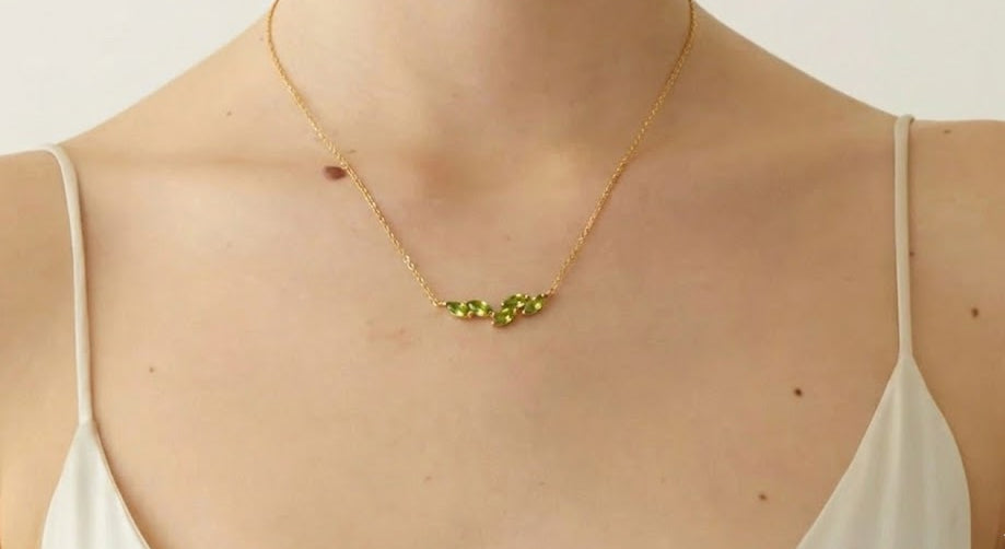 Natural Marquise Peridot Wisteria Necklace