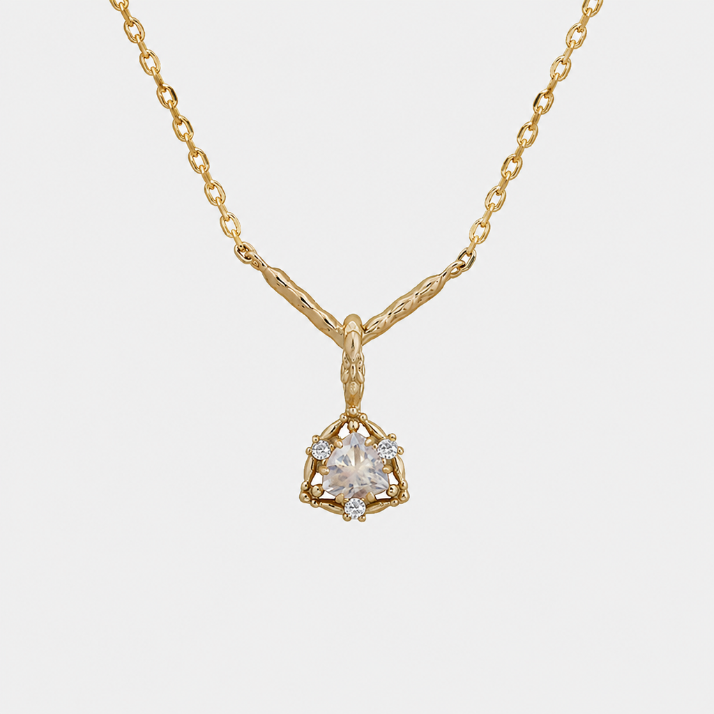 Natural Moonstone Trillion Cut Necklace