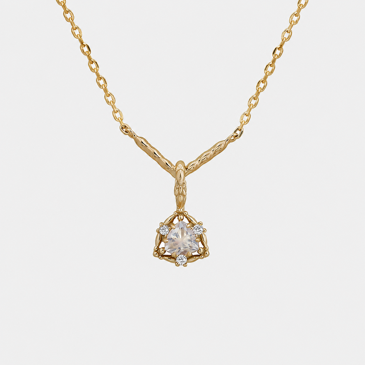 Natural Moonstone Trillion Cut Necklace