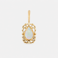 Natural opal pear-shaped filigree pendant in gold plated silver