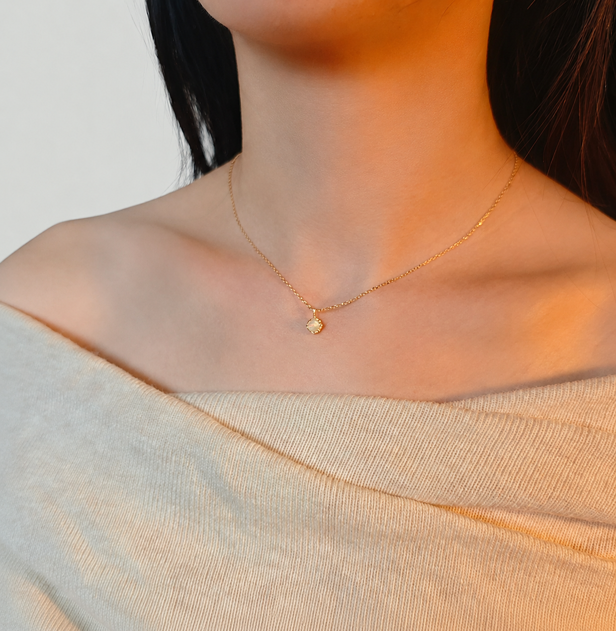Natural Opal Reversible Necklace in Gold-Plated Sterling Silver