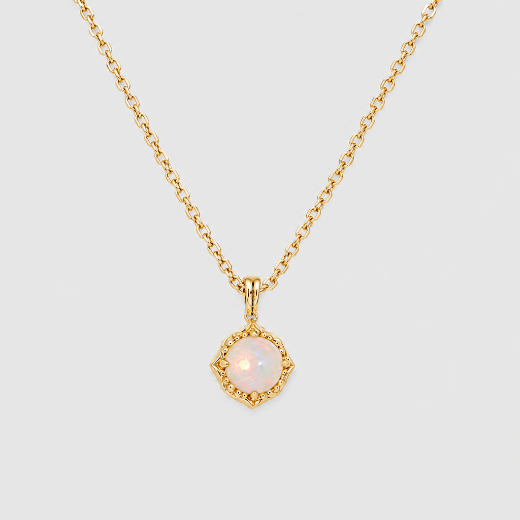 Natural Opal Reversible Necklace in Gold-Plated Sterling Silver