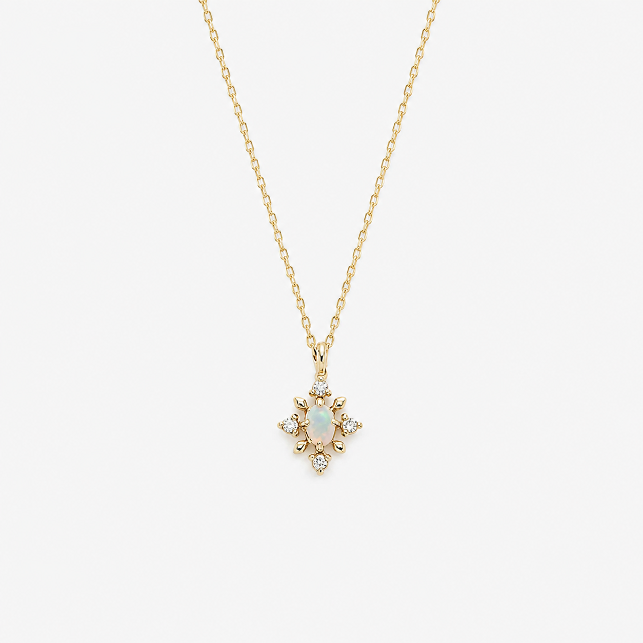 Natural Opal Snowflake Pendant Necklace in Gold Plated Silver